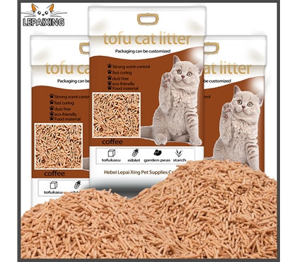 Coffee flavored striped tofu cat litter