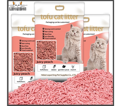 Peach striped tofu cat litter